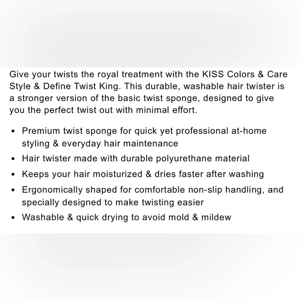 Kiss | Black TWIST KING Style & Define Twists Coils Curls Unisex Non-Slip NWT